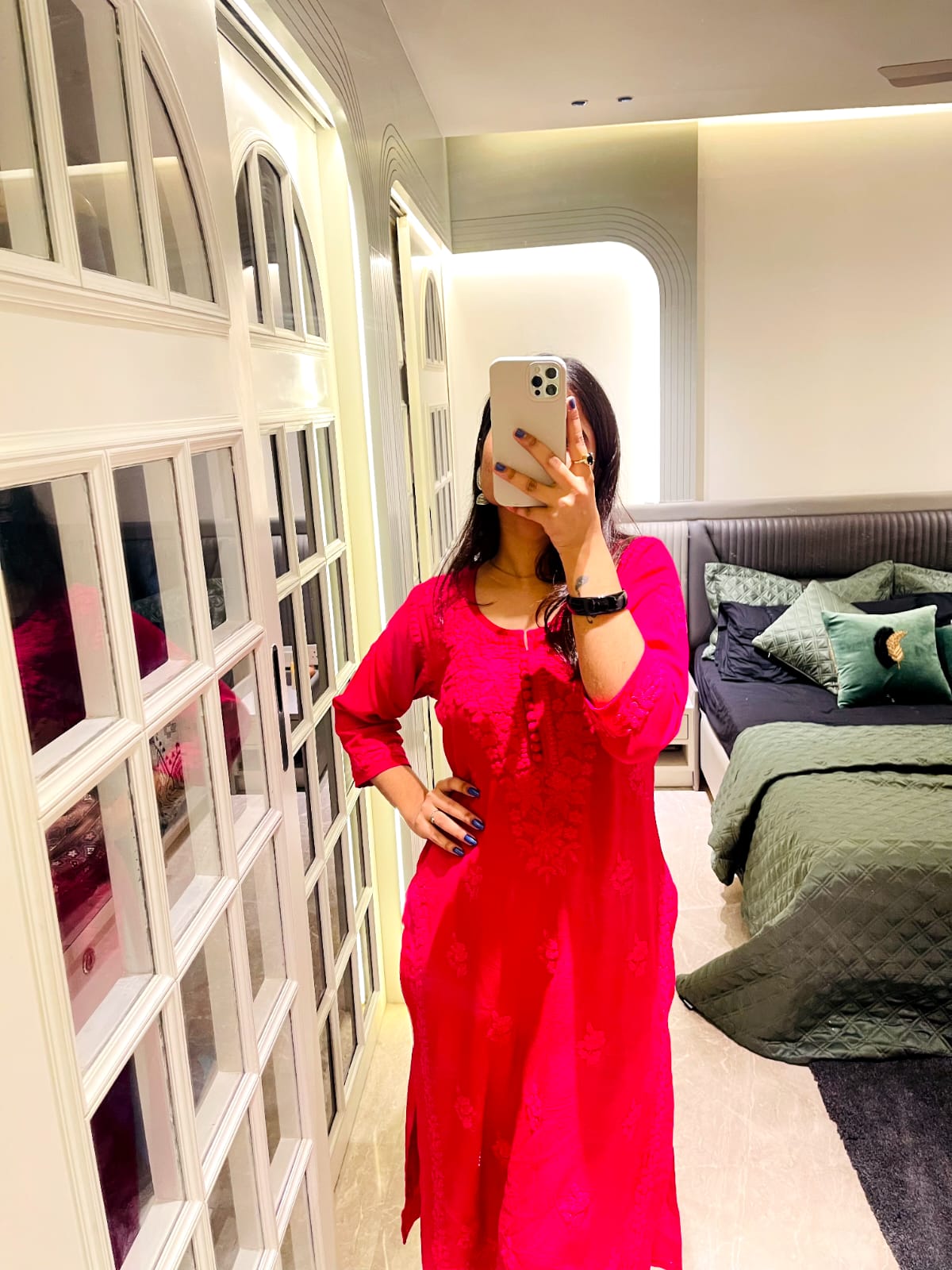 Anouki  Deep Pink Rayon Kurta