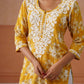 Reetika Yellow Floral Chikankari Embroidery Kurta