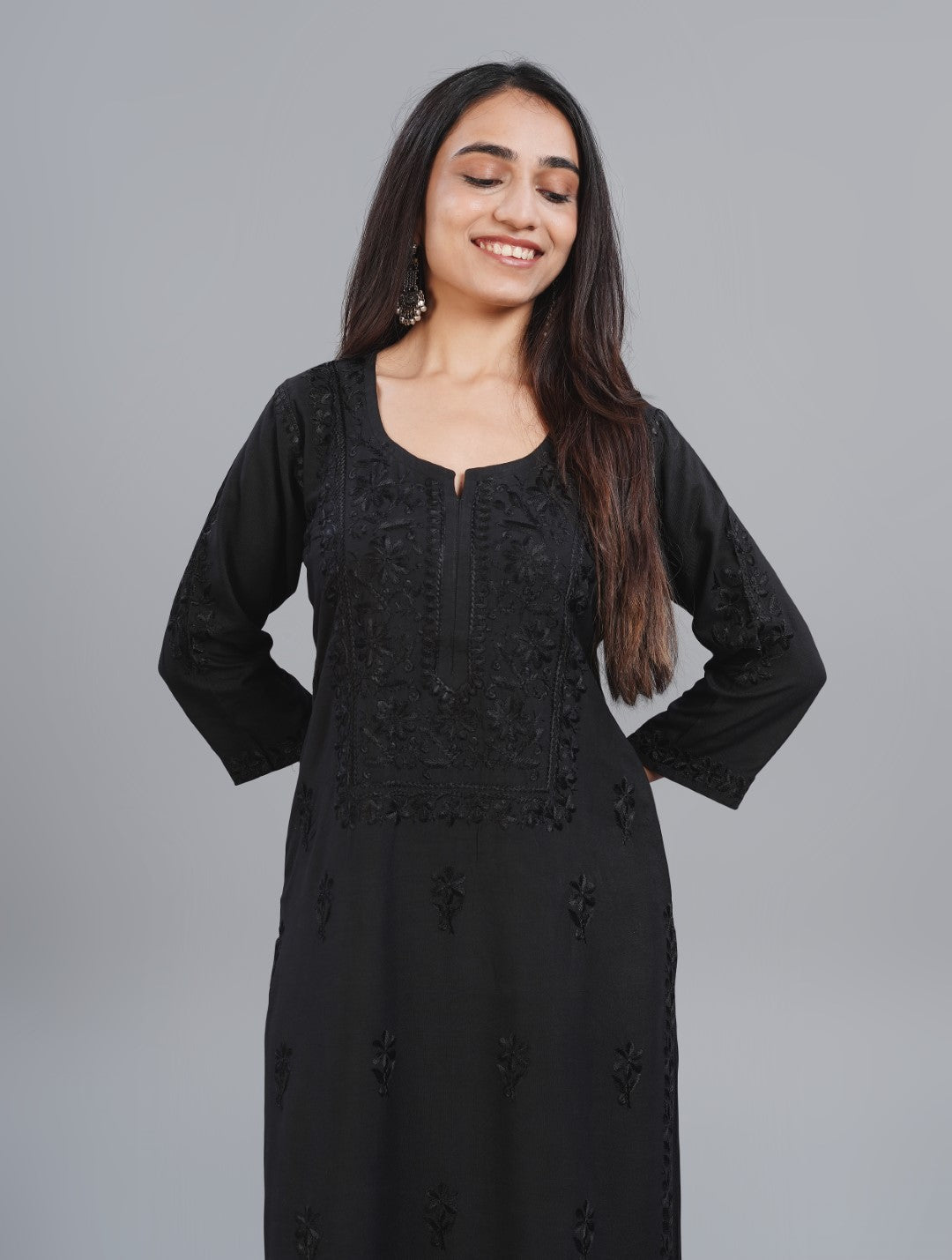 Aayat Black Rayon Kurta Pant set