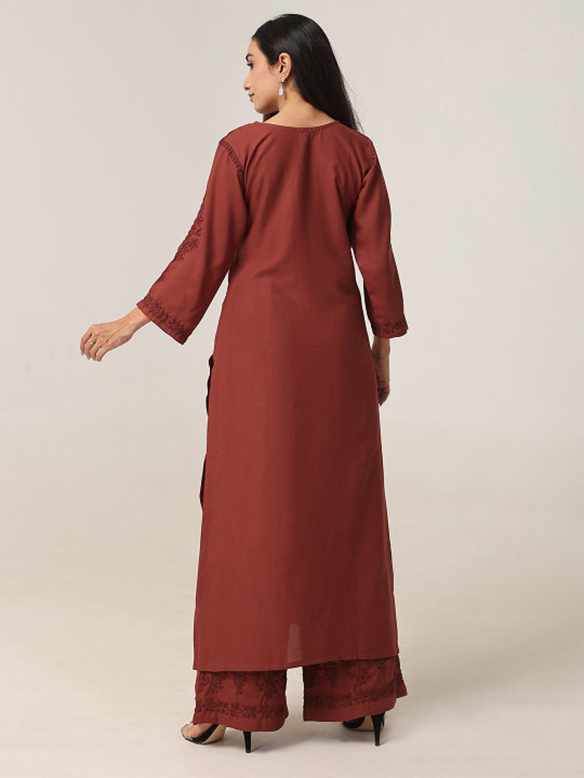 Aayat Rust Rayon Kurta Pant set
