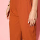 Rust Flared Sleeve Organza detailed Solid Kurta & Plazzo