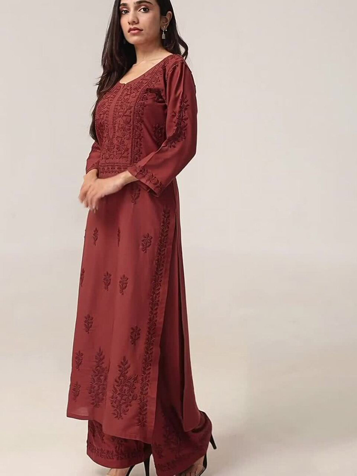 Aayat Rust Rayon Kurta Pant set