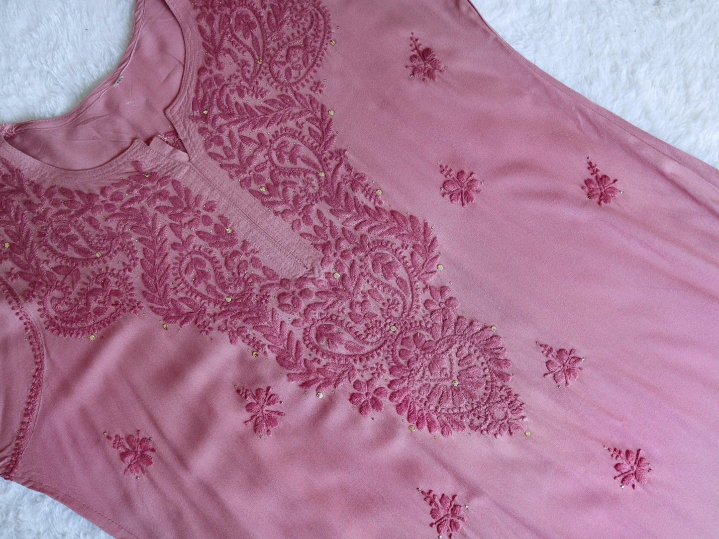 Mirha Mauve Pink Rayon sequin embllished Long Kurta