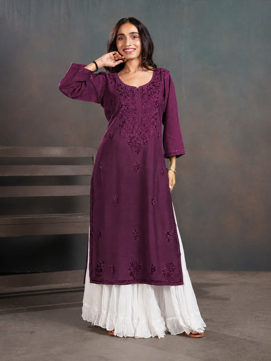 Amber Smoky Purple Long Rayon Kurta