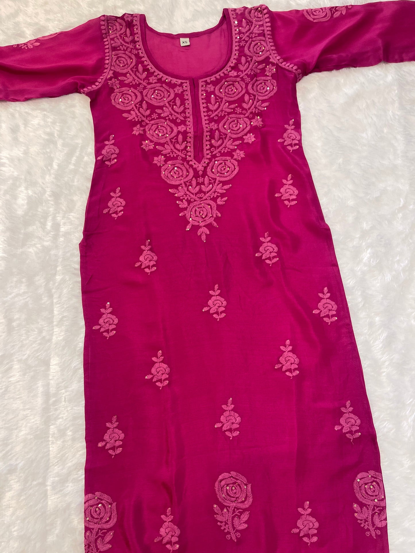 ROOP Rani Pink Pure Chiffon Kurta