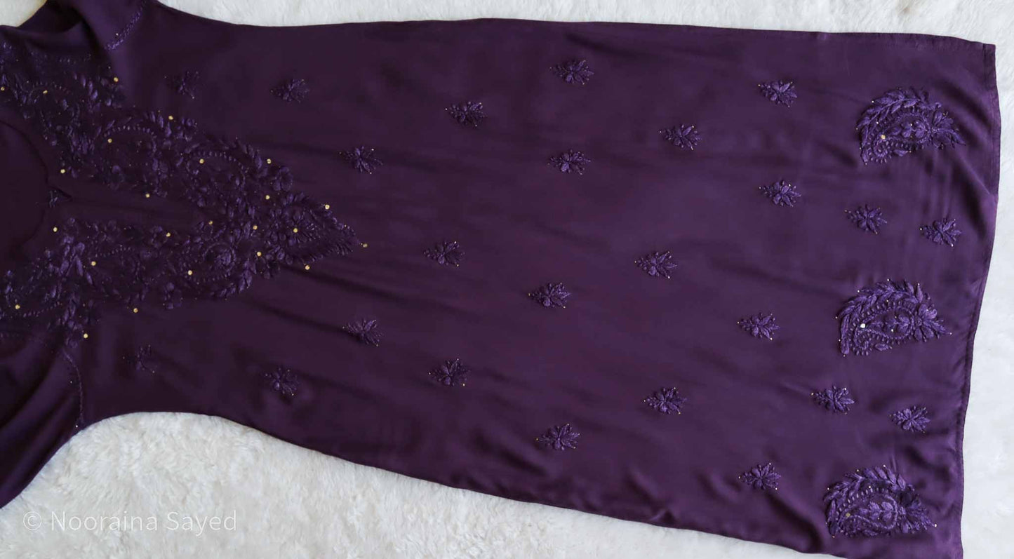 Mirha Wine Rayon sequin embllished Long Kurta