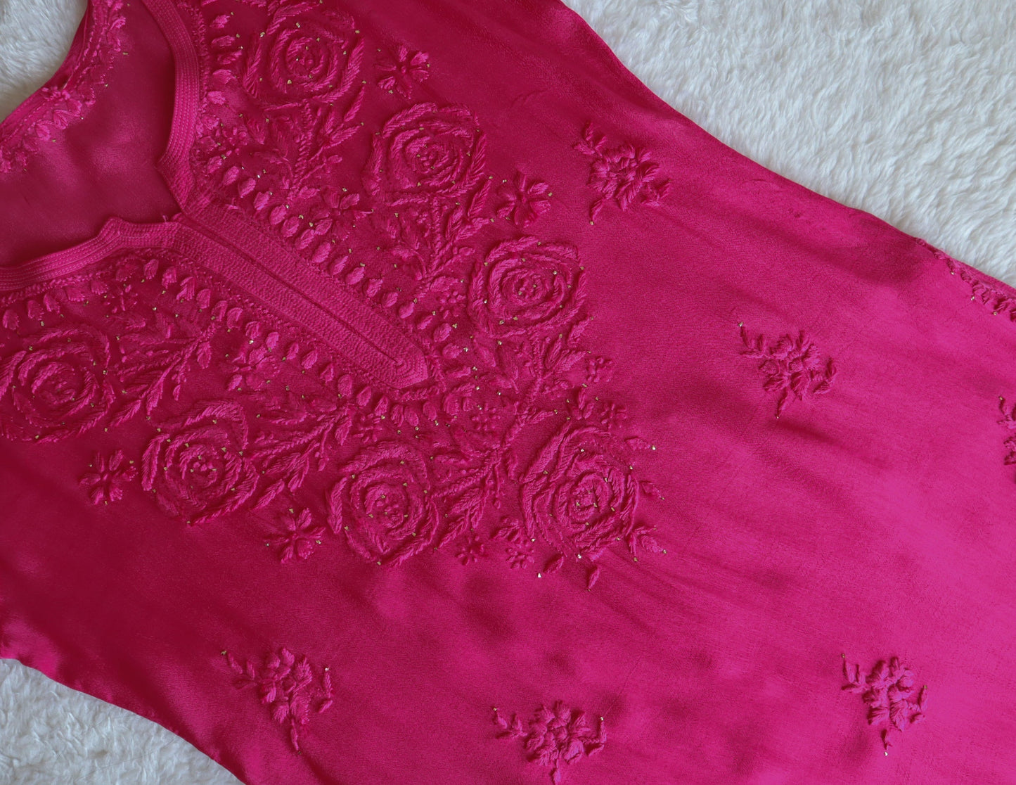 Roop Deep Pink Pure Chiffon Kurta