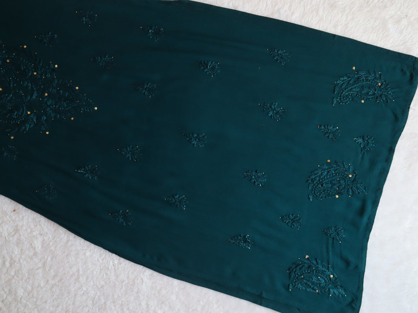 Mirha Teal Blue Rayon sequin embllished Long Kurta