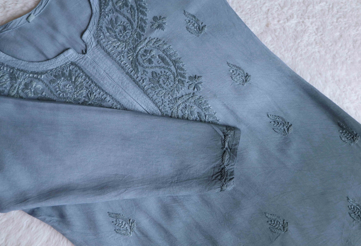 SEHER Grey Ombre Short Rayon Kurta