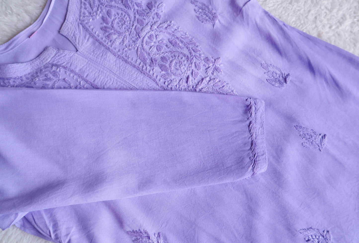 SEHER Lavender Short Rayon Kurta