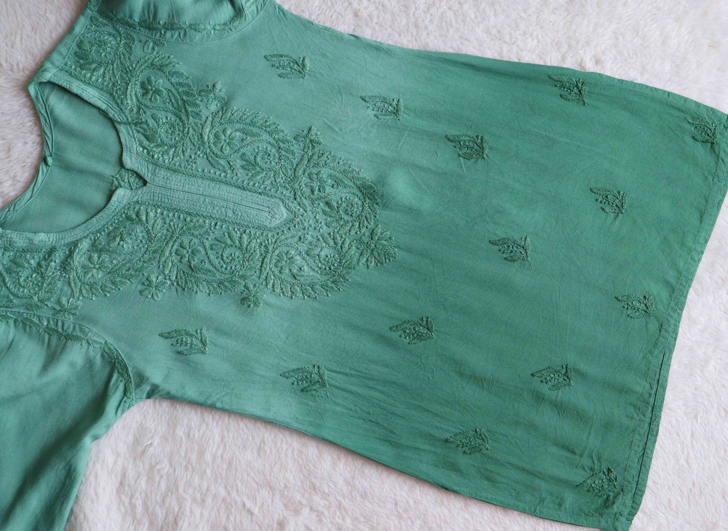 SEHER Sage Green Ombre Short Rayon Kurta