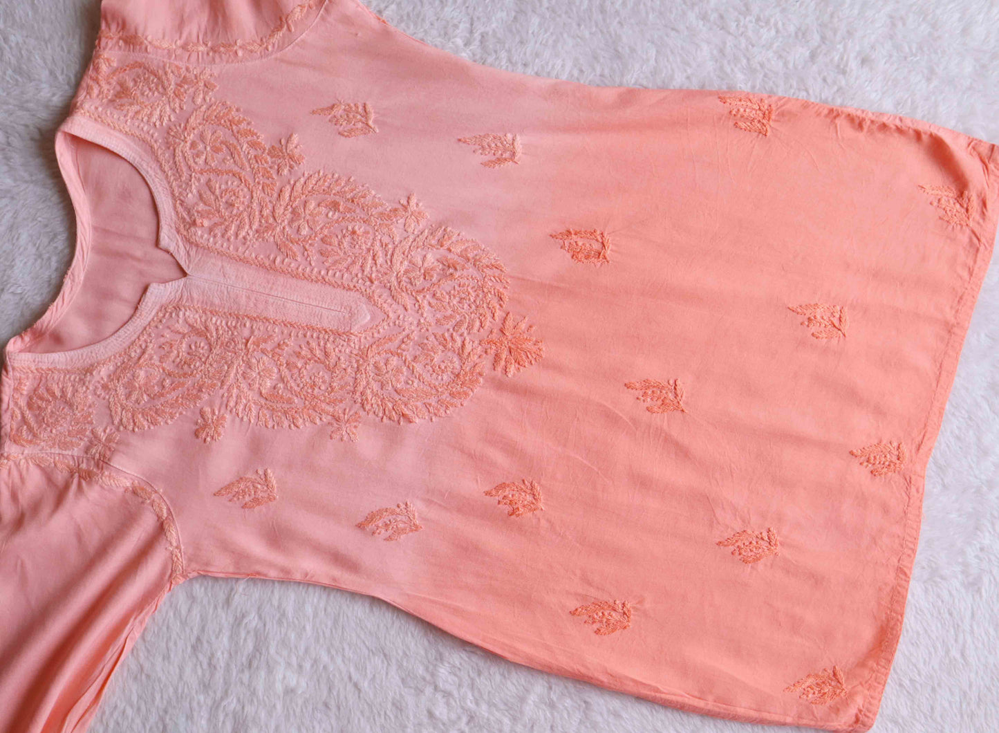SEHER Peach Ombre Short Rayon Kurta
