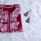 Mehnoor Maroon Floral Long Muslin kurta