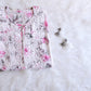 Kasha White & Pink Floral Long MulMul kurta