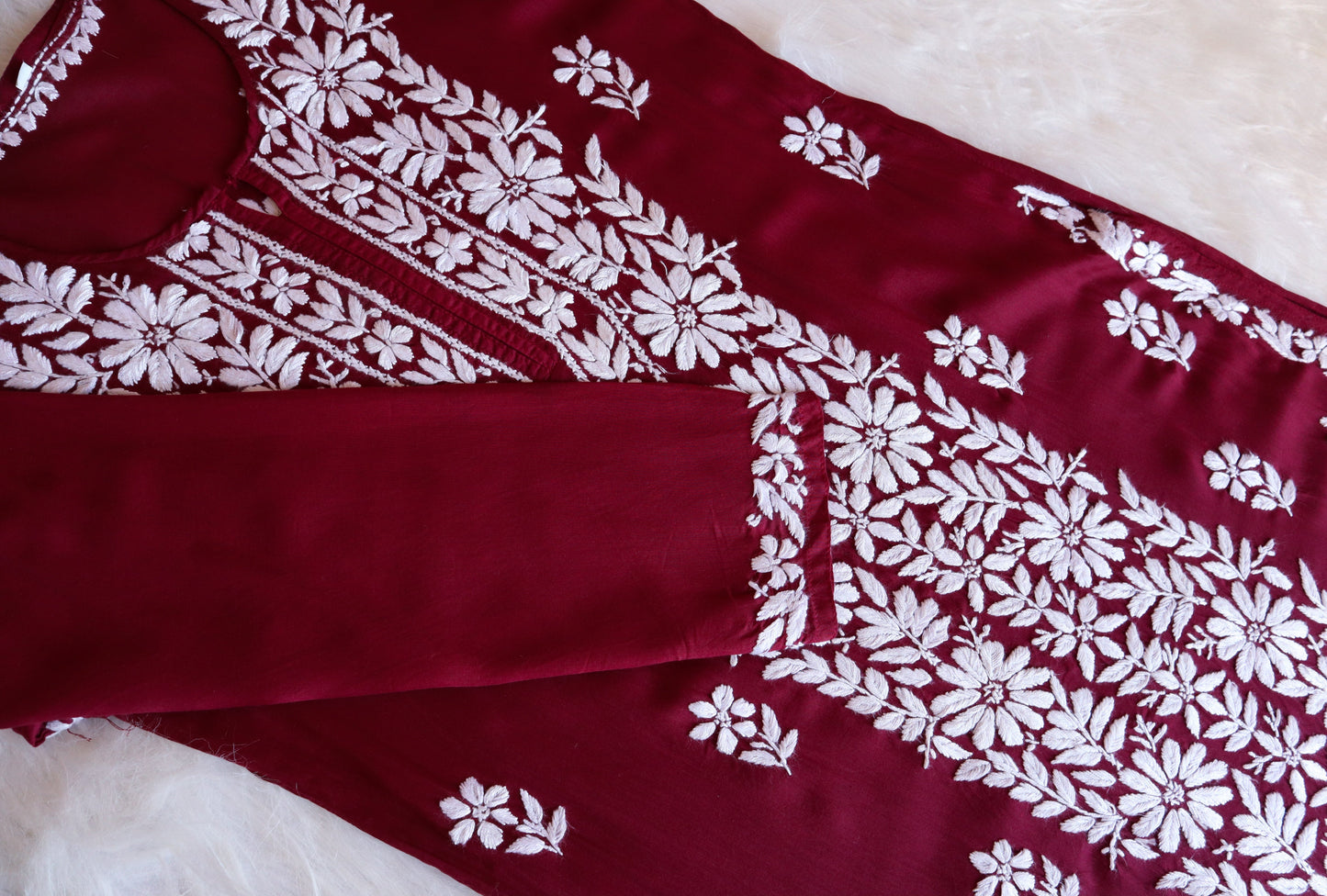 ZEENAT Maroon Long rayon Kurta
