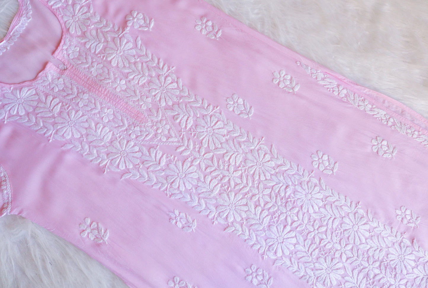Zeenat Baby Pink Long Rayon Kurta