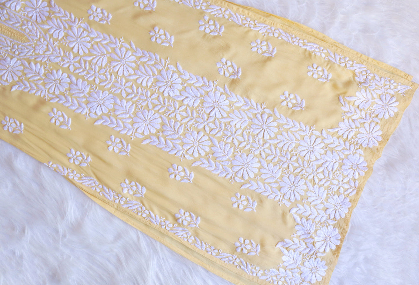 ZEENAT Pastel Yellow Long Rayon Kurta