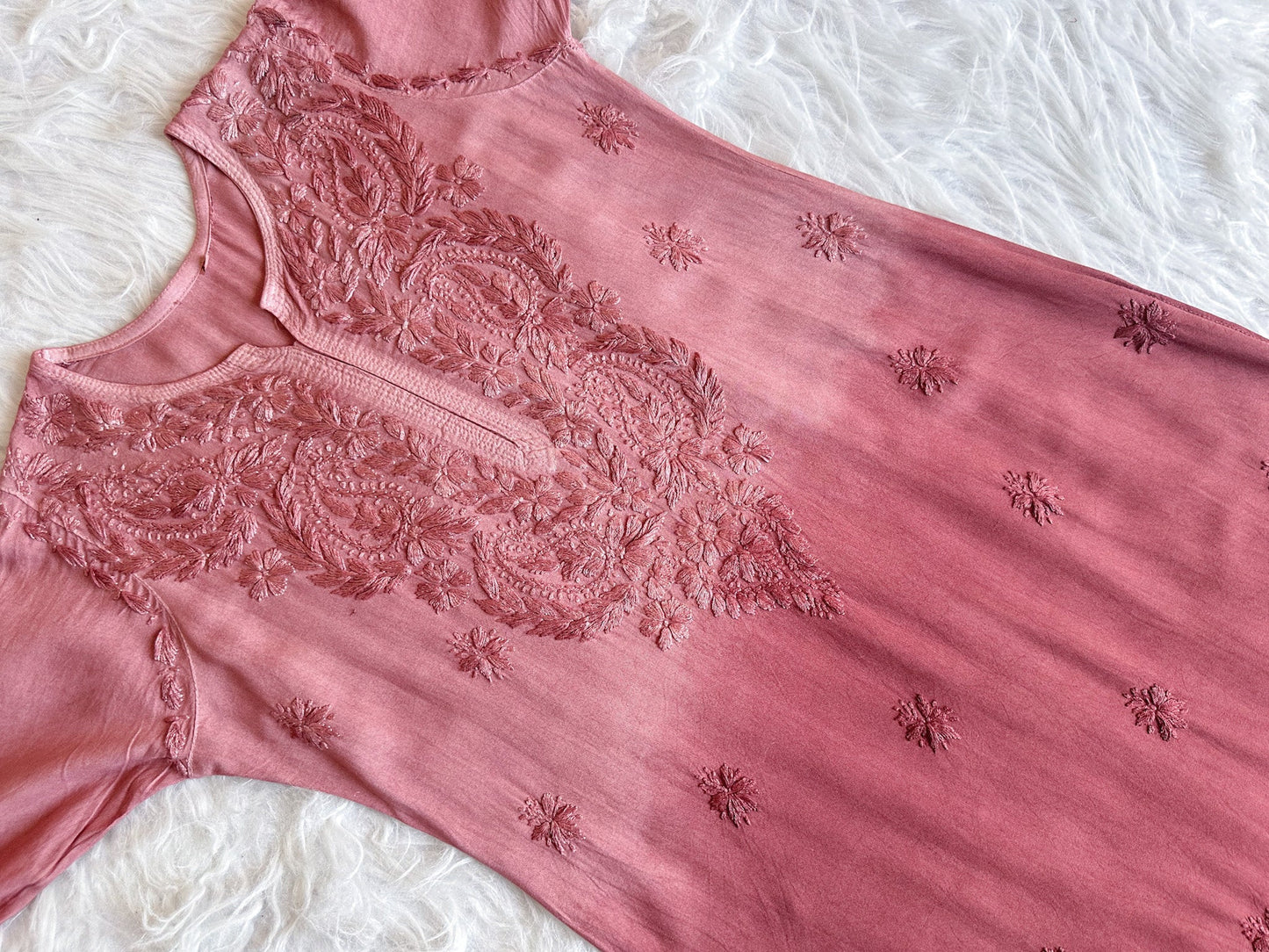 Navari Rose Brown Ombre Long Rayon Kurta