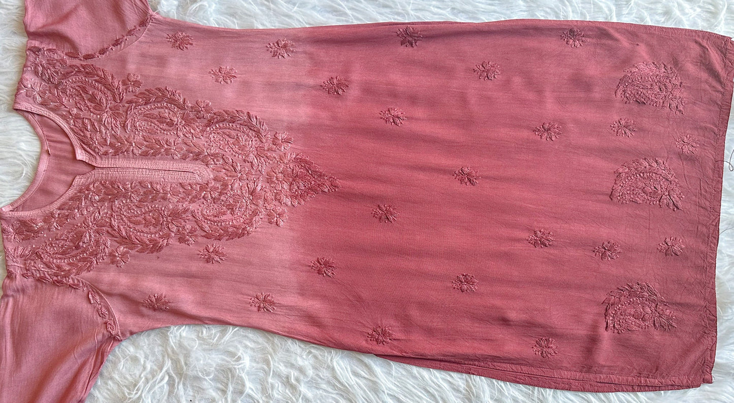 Navari Rose Brown Ombre Long Rayon Kurta