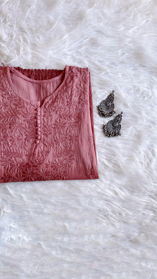 Stylish Sangam rose brown short kurta design