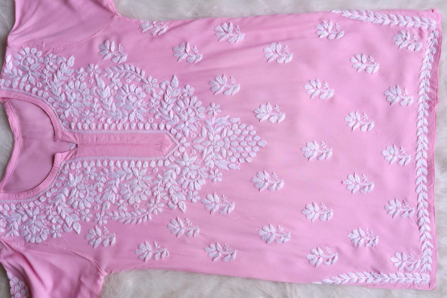 Sama Baby Pink Short Rayon Kurta