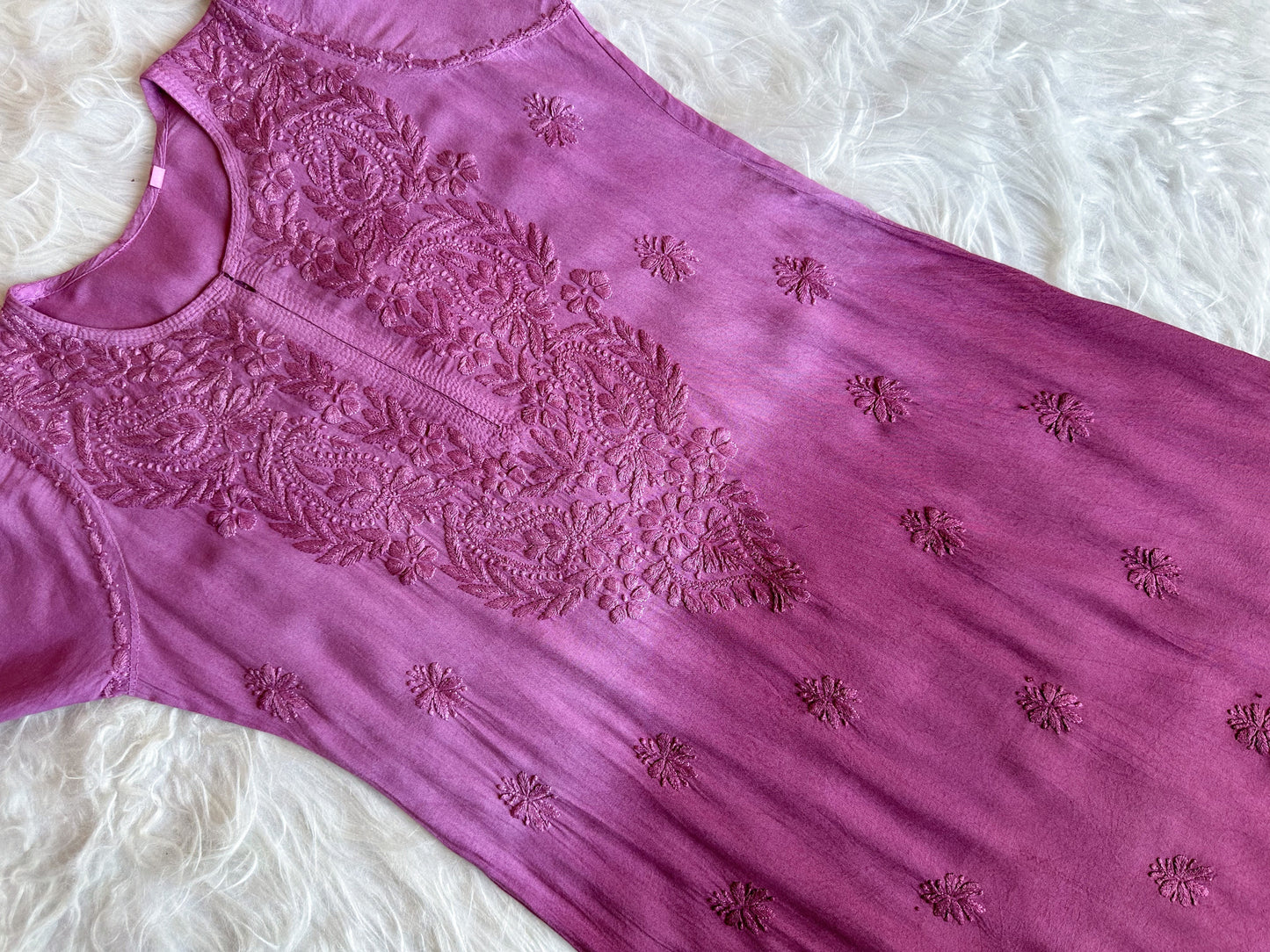 Navari Burgundy Pink Ombre Long Rayon Kurta