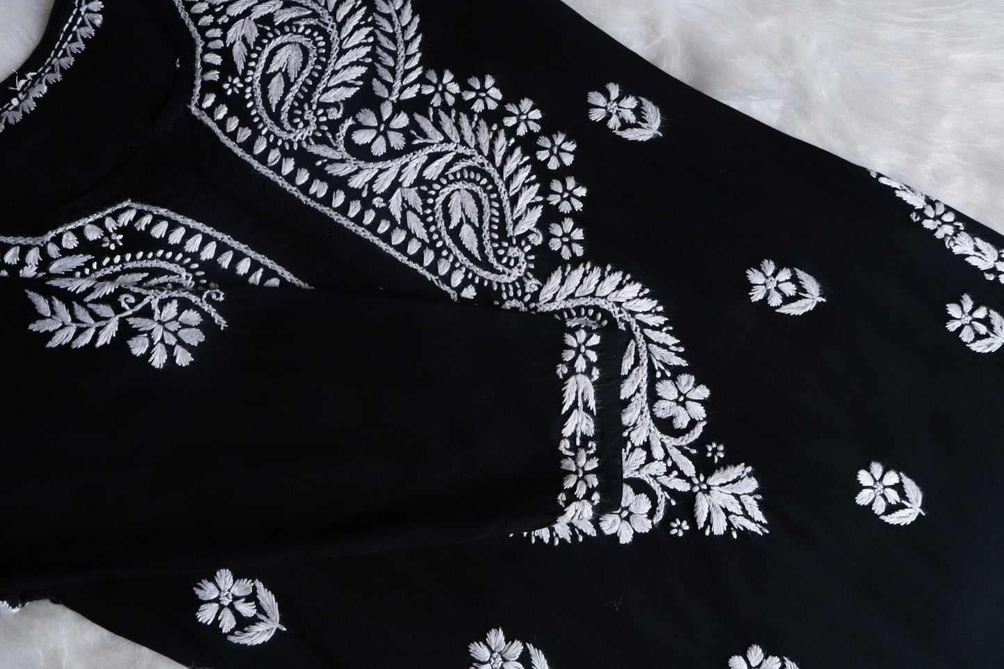 Tulipa Black Long Rayon kurta