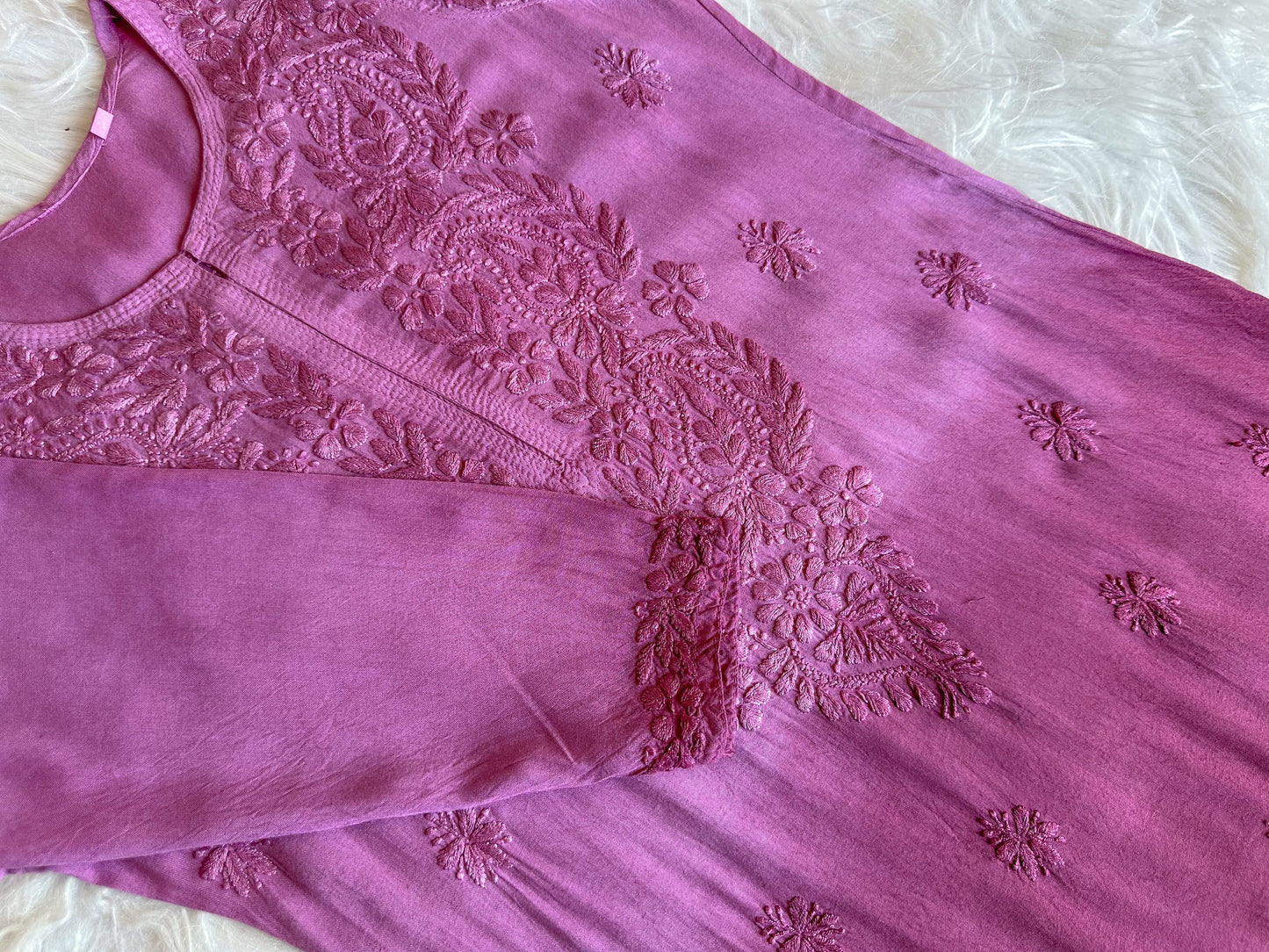 Navari Burgundy Pink Ombre Long Rayon Kurta
