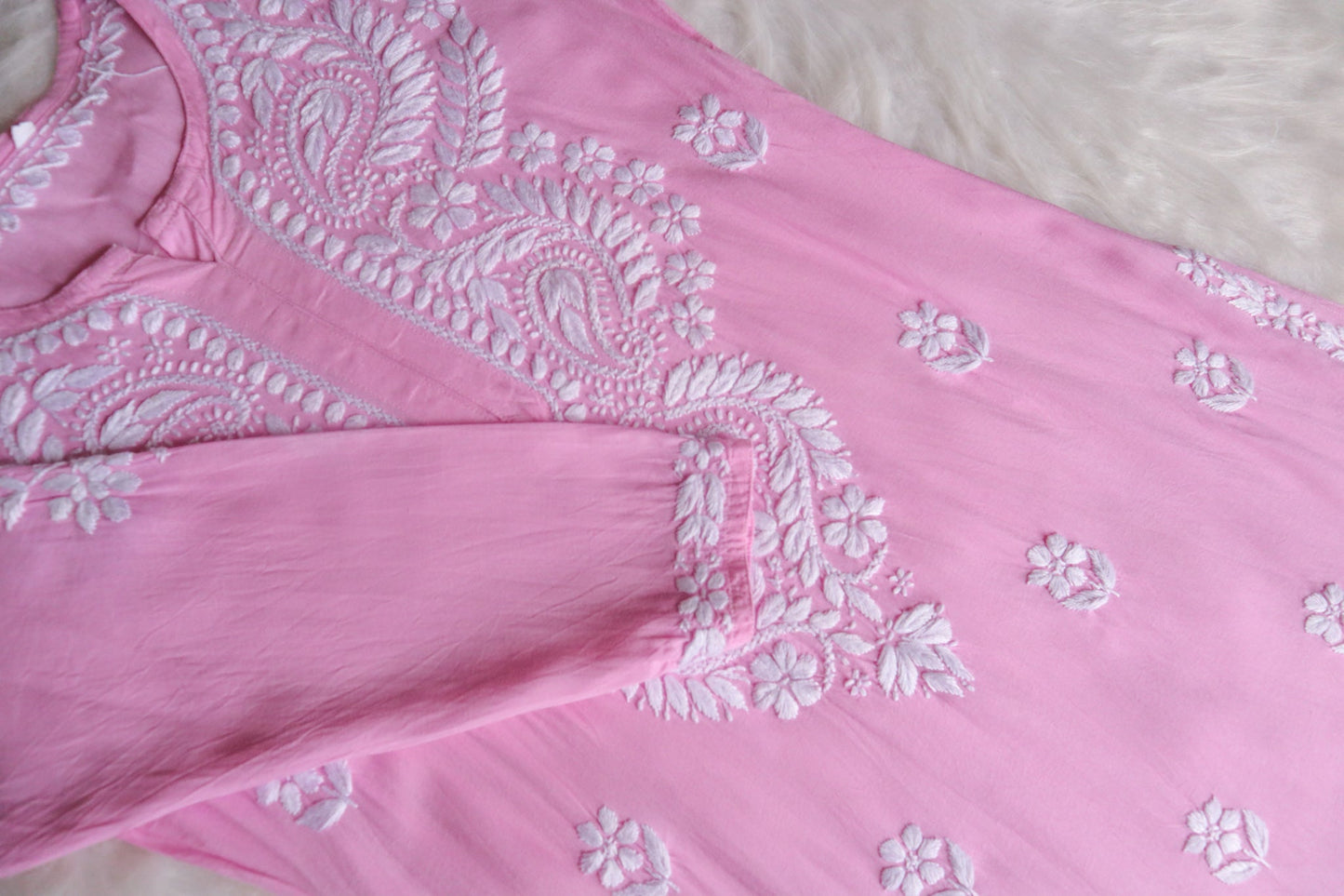 Tulipa Pastel Pink Long Rayon kurta