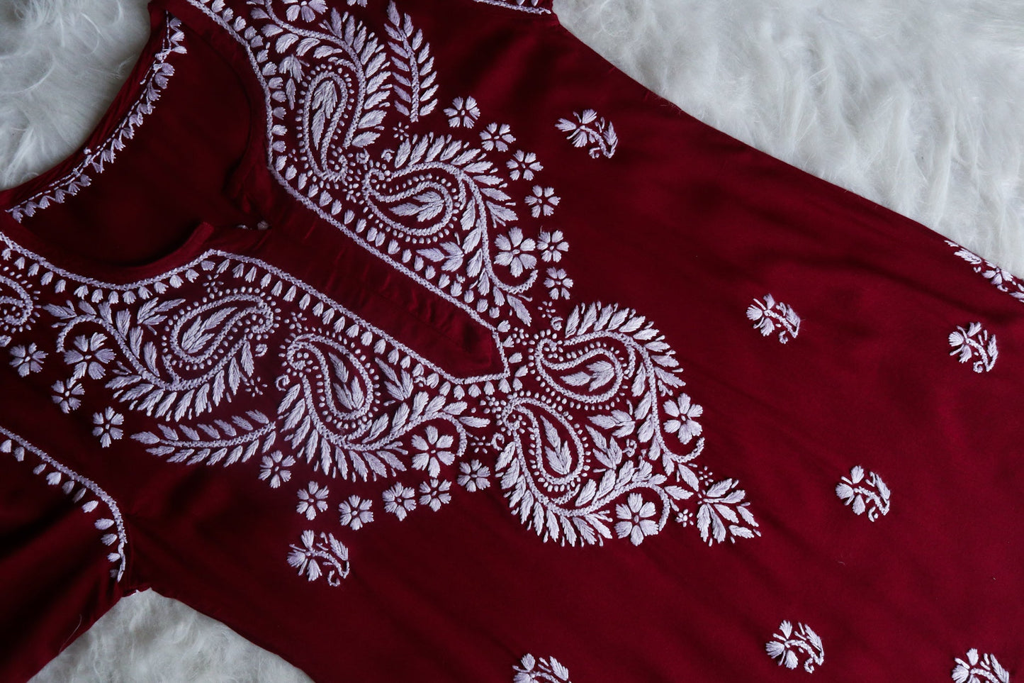 Tulipa Maroon Long Rayon kurta