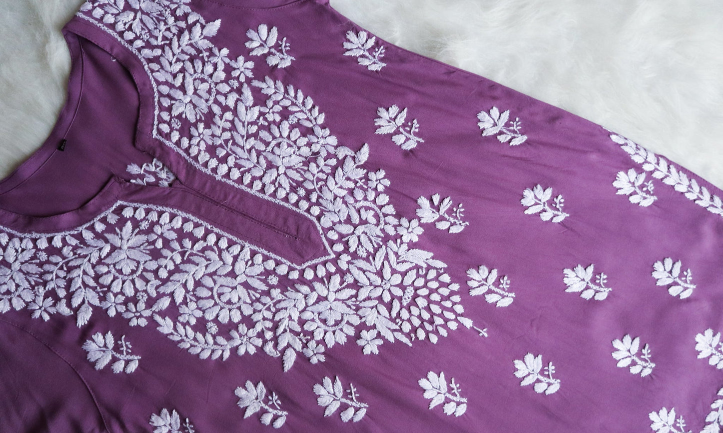 Sama Dusty Purple Short Rayon Kurta