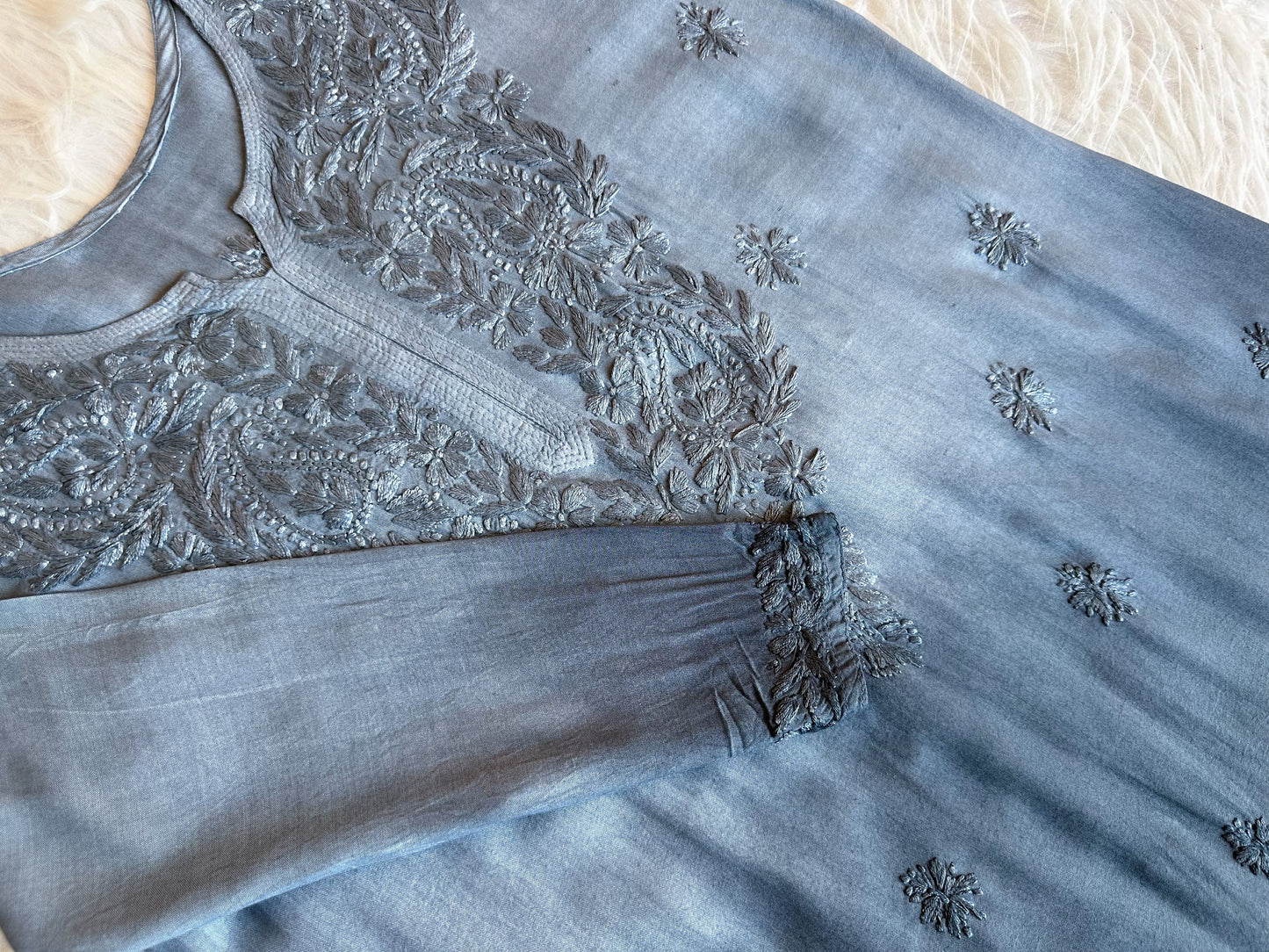 Navari Grey Ombre Long Rayon Kurta