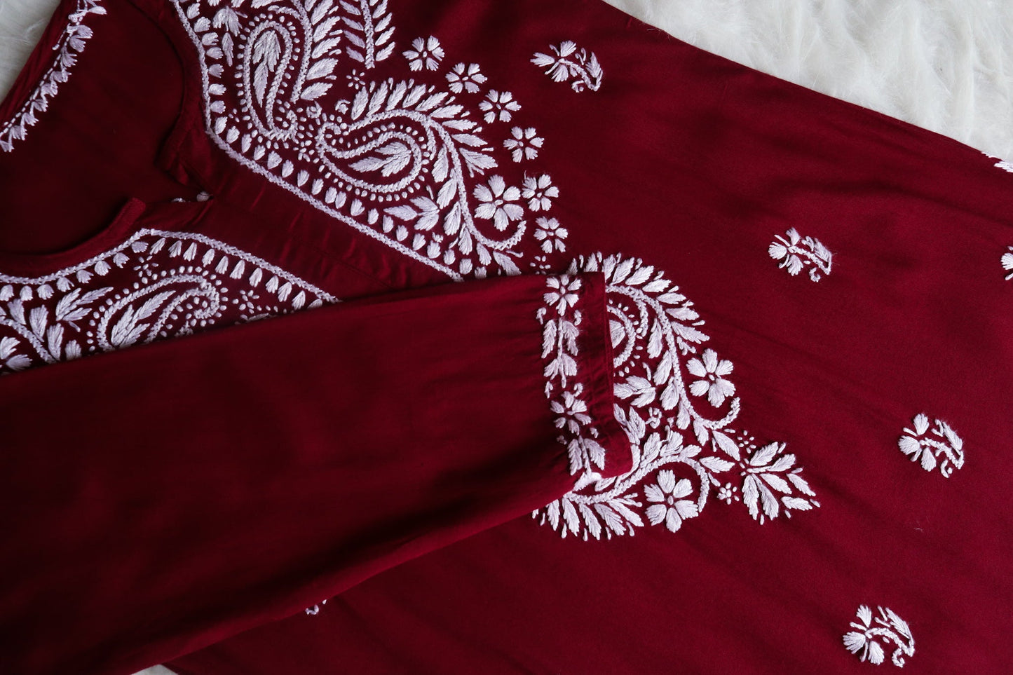 Tulipa Maroon Long Rayon kurta
