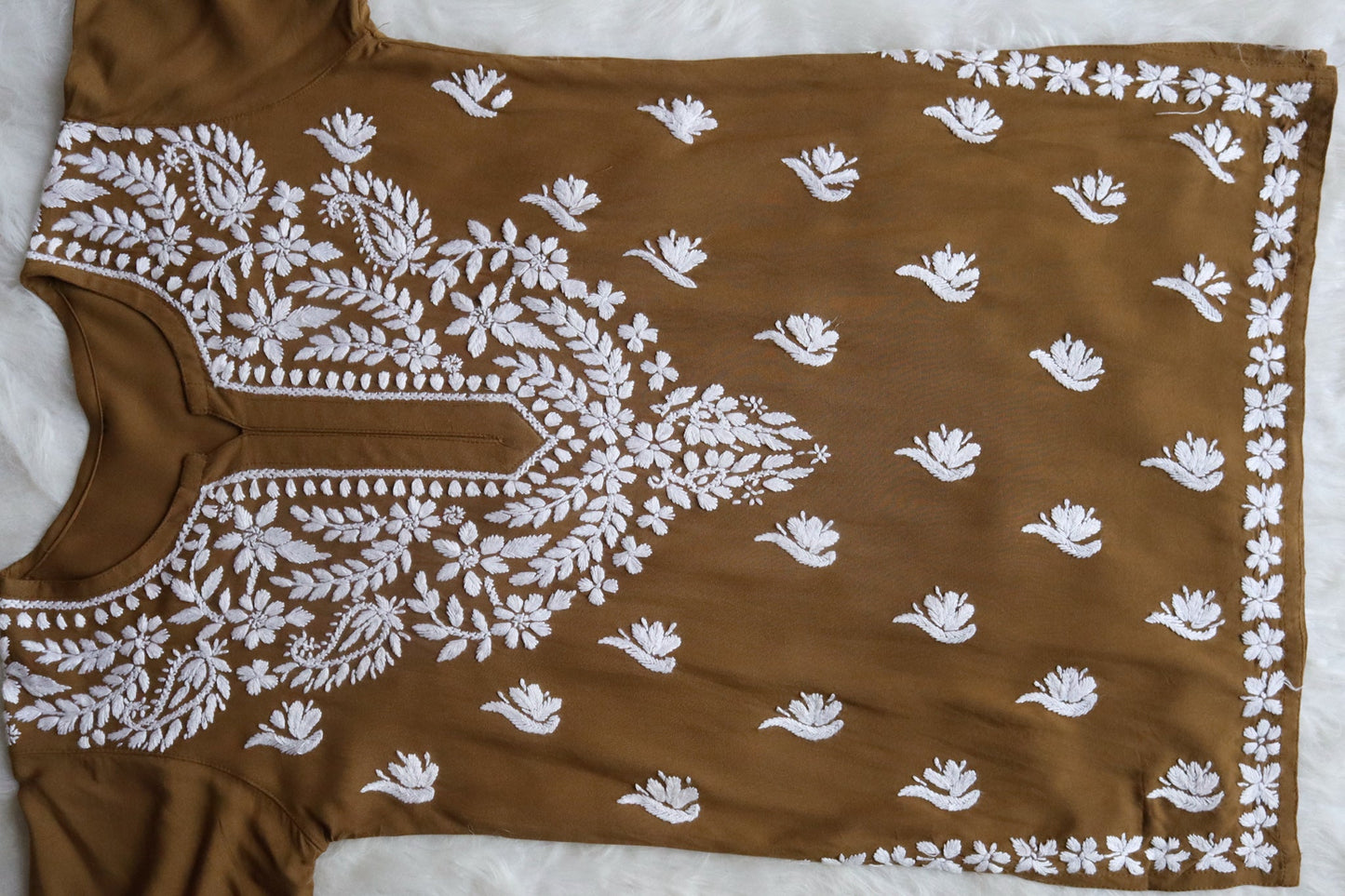Sama Olive Brown Short Rayon Kurta