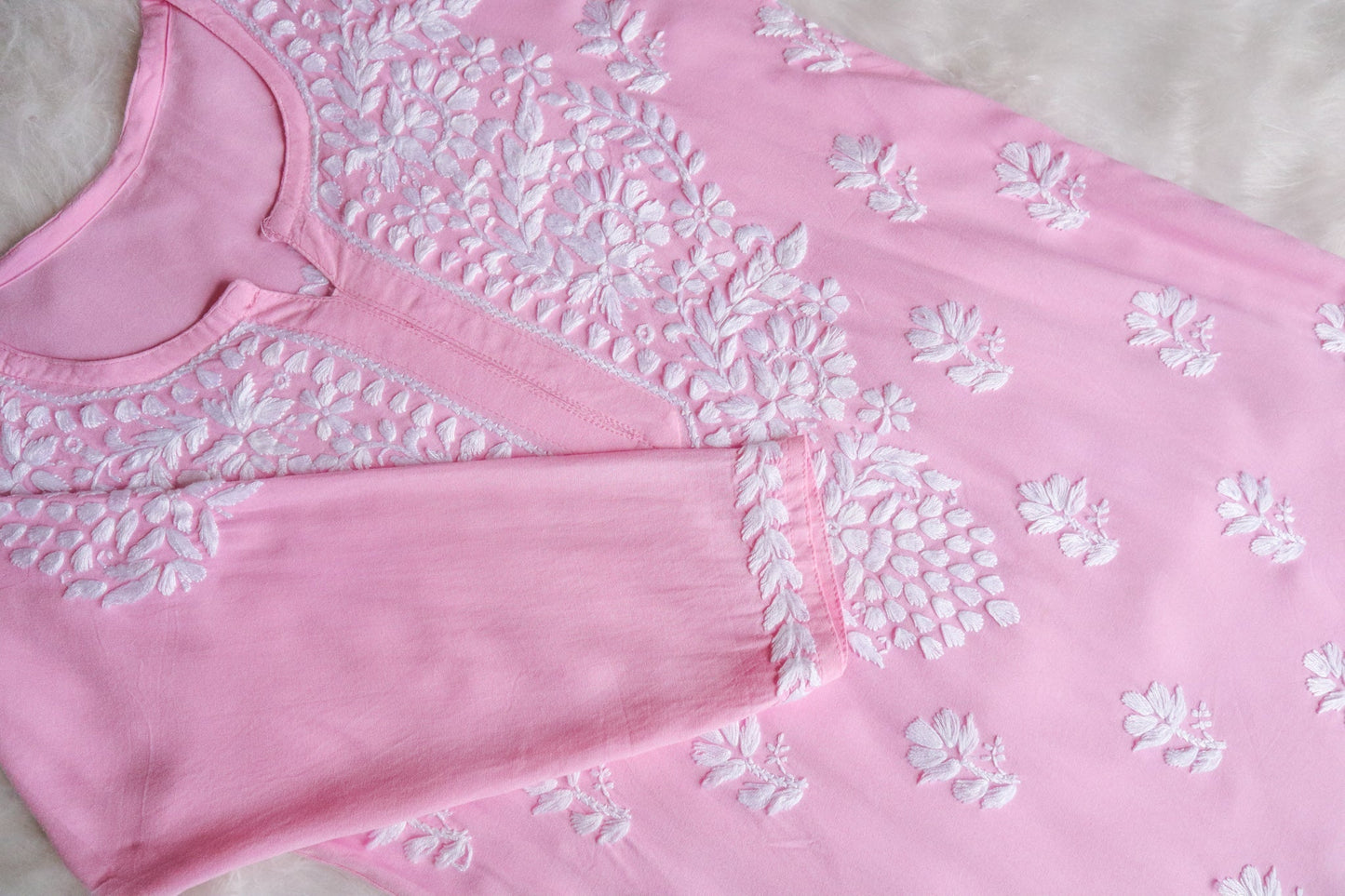Sama Baby Pink Short Rayon Kurta
