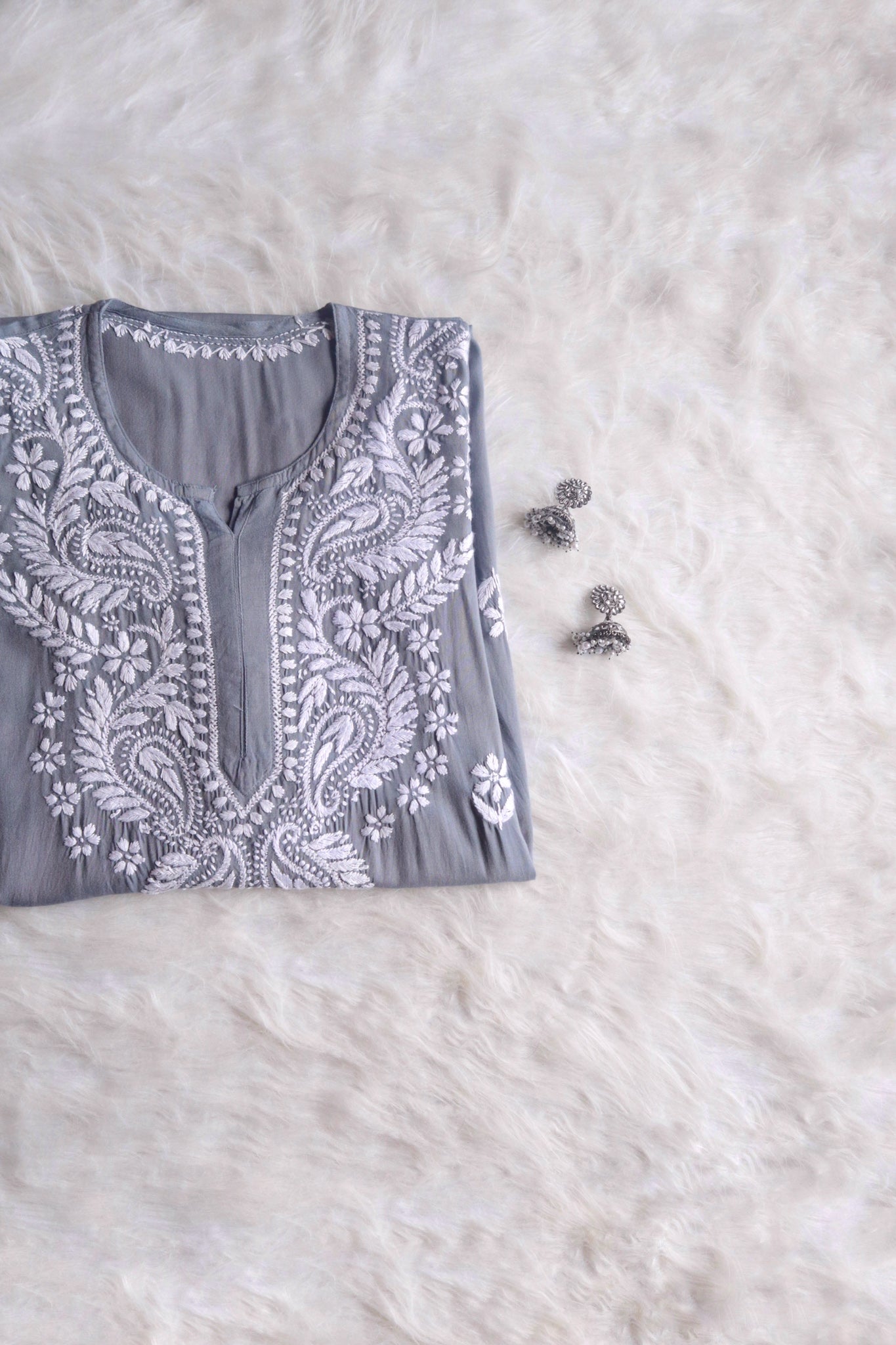 Tulipa Grey Long Rayon kurta
