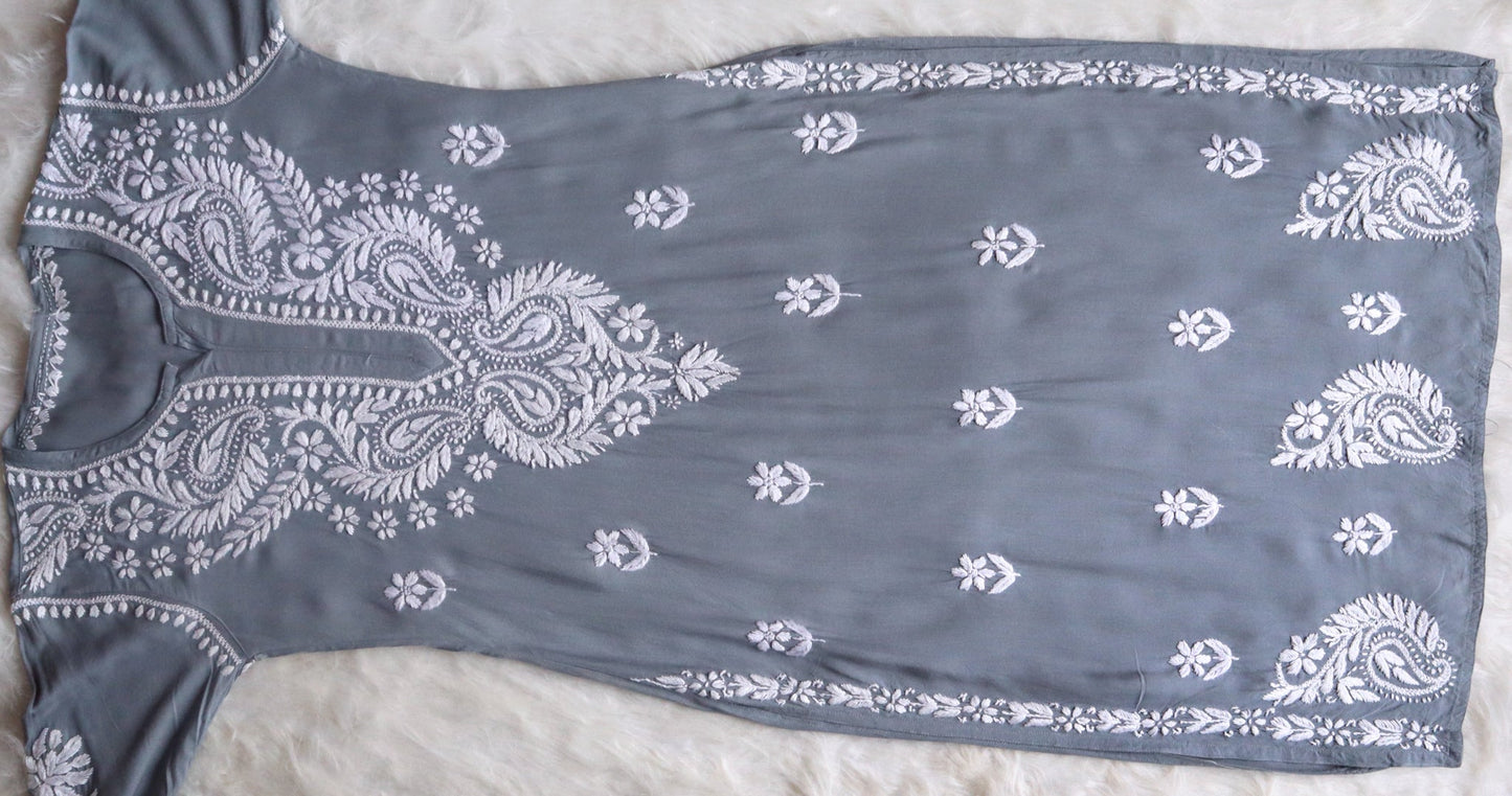Tulipa Grey Long Rayon kurta